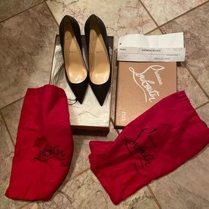Christian Louboutin Beautiful New Black Napa Leather.  Heels apx 3 inches.